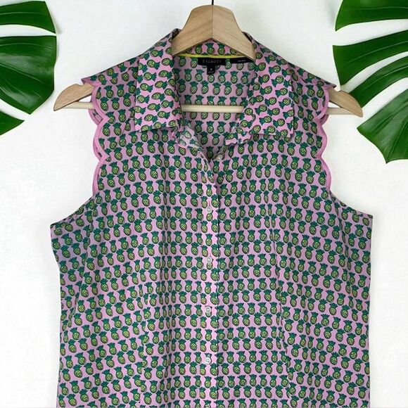 Talbots Scallop Shirt in Dancing Pineapple Print - Picture 4 of 9